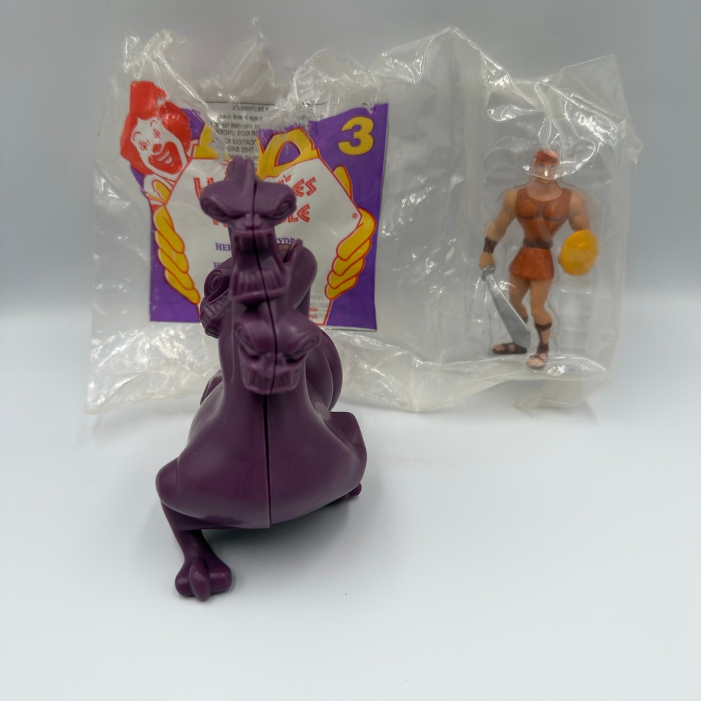 Vintage 1997 McDonalds Disney Hercules Hydra Happy Meal Toy Set Figures 3
